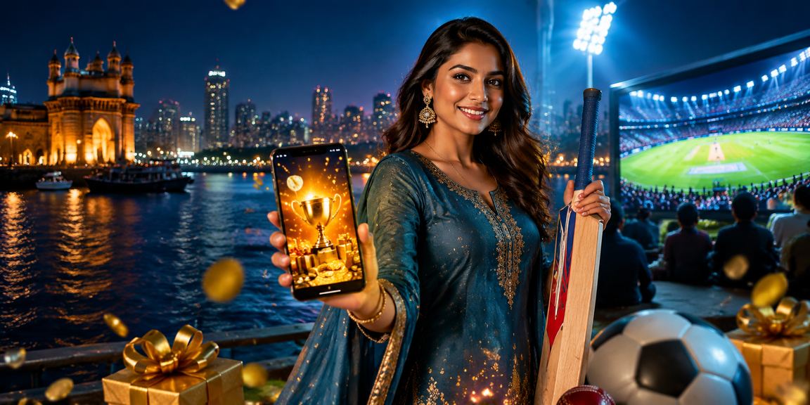 Indian woman in traditional kurti engaging with cricket betting platform